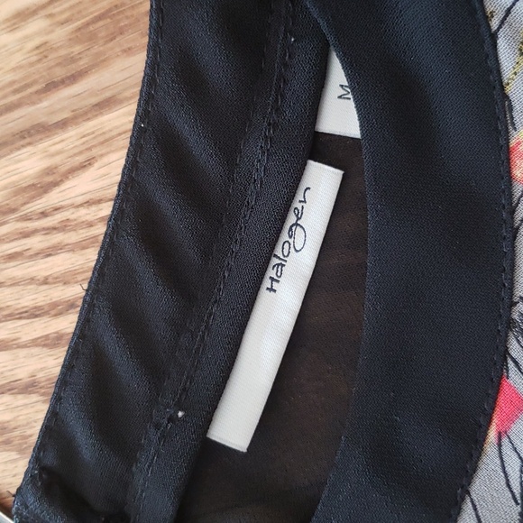 (M) Halogen Slightly Sheer Checkered Floral Print Top Lightweight Loose Fit - Picture 3 of 6